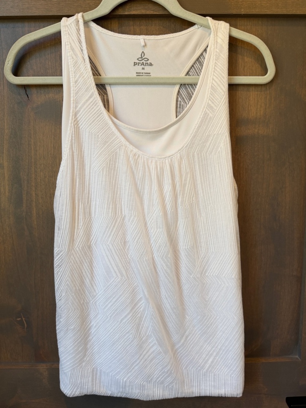 Prana Women's White Textured Scoop Neck Tank- Medium